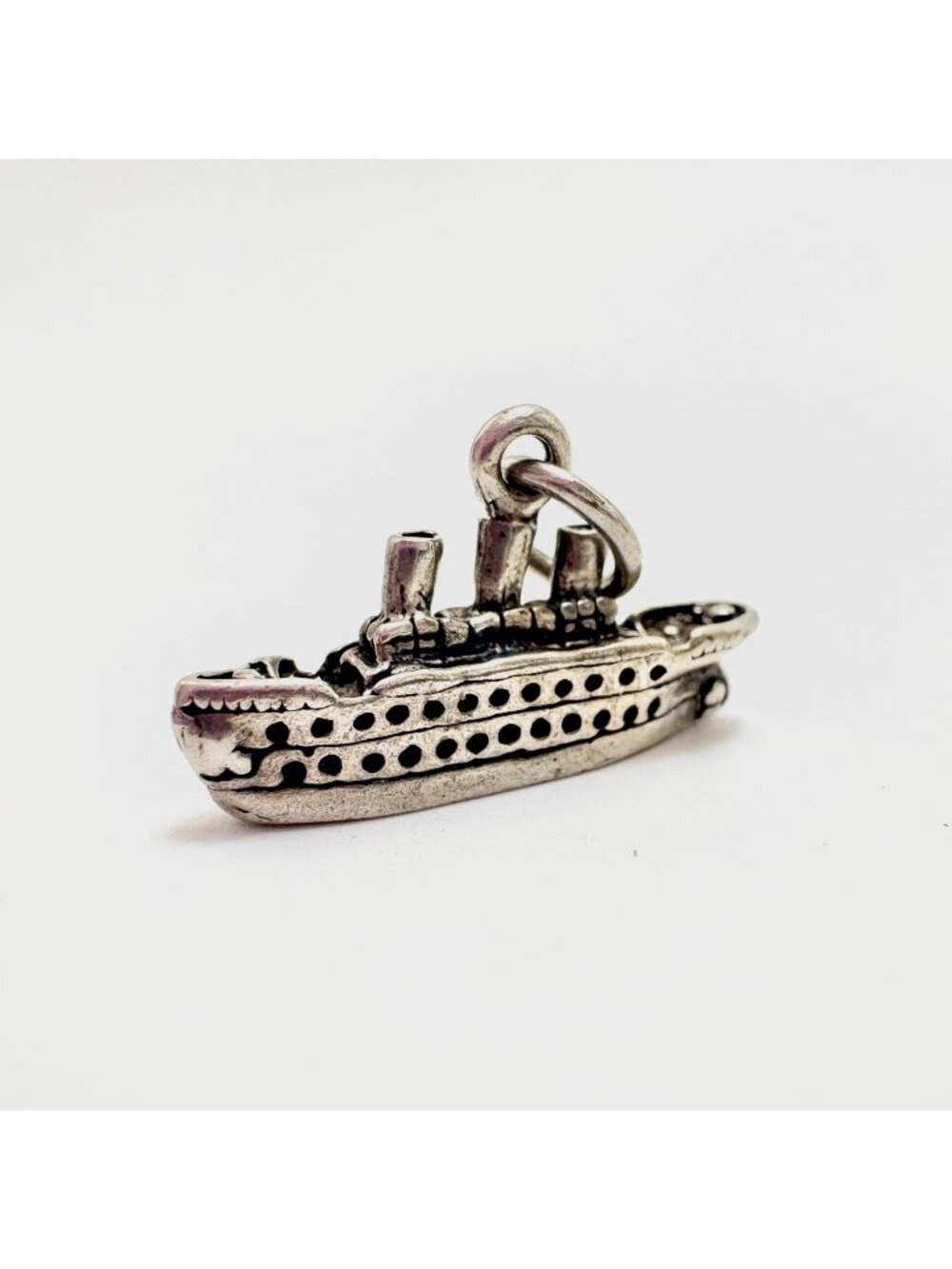 Cruise Ship Boat Charm Sterling Silver 925 Size 0.75" Length